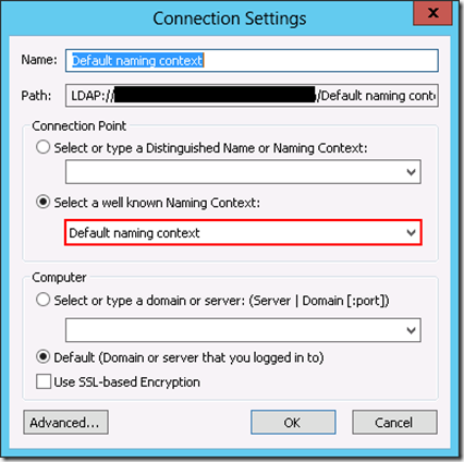 ADSI Edit Parameters