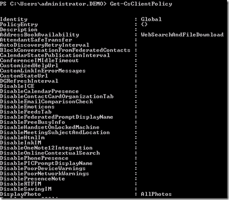 Get-CsclientPolicy