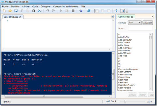 Powershell ISE transcript v4